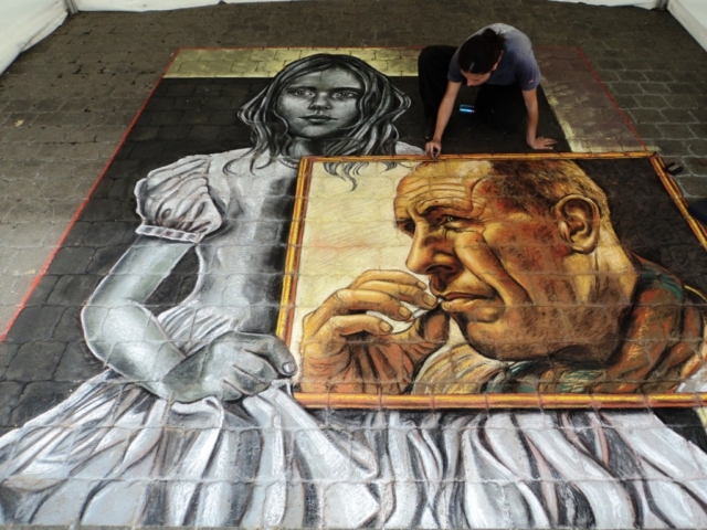 verabugatti madonnari grazie graziedicurtatone madonnaro artedistrada artistidistrada chalk chalkart gessetti gessetto pastel asphalt pavementart strassenmalerei irlanda irishstreetart