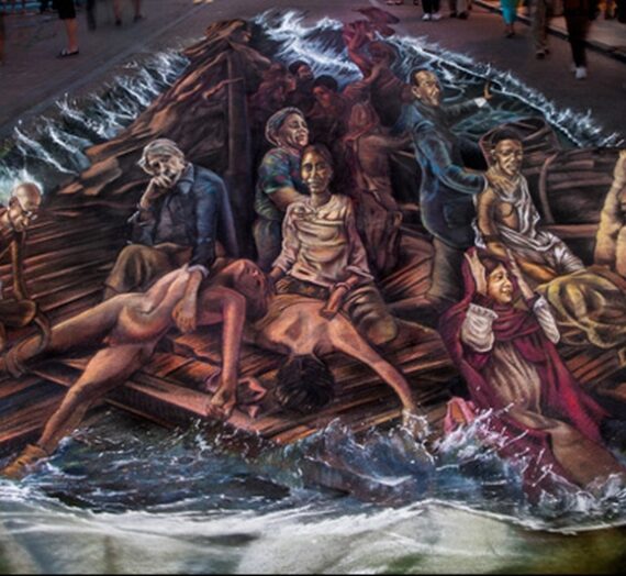 The Big 3D Raft of Human Rights at Sarasota Chalk Festival USA 2013!