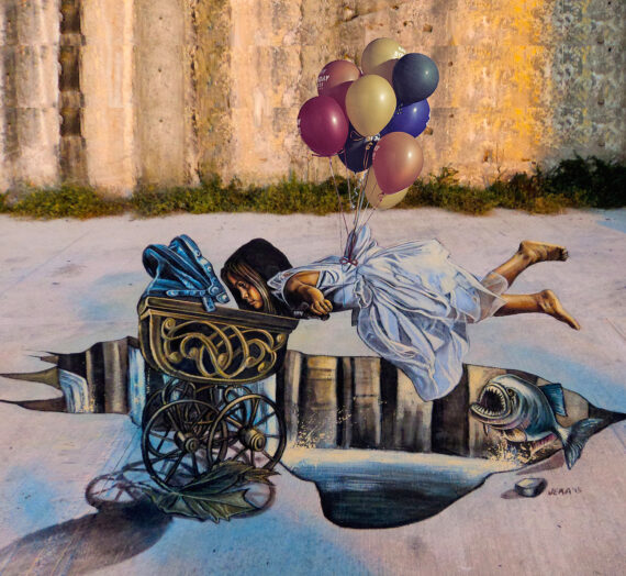 3D floating illusion at Malta Street Art Festival