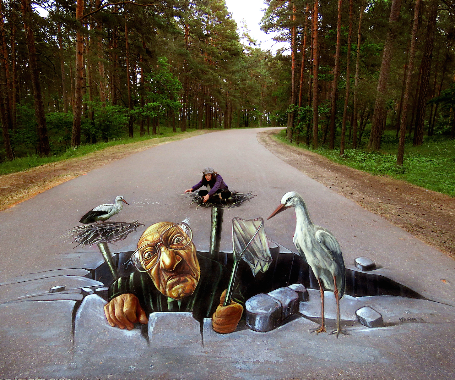 verabugatti streetart arteurbana Riga Latvia illusionsofriga rigailluzia crazy cicogne mezaparksillusioniottiche 3Dstreetart anamorfosi anamorfico anamorphic illusions urbanart madonnari3D pavementart 3Dstreetart 3Dstreetpainting environment thereisnotplanetb