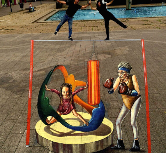 Olympics in 3D street art at World Street Painting Festival in the Netherlands