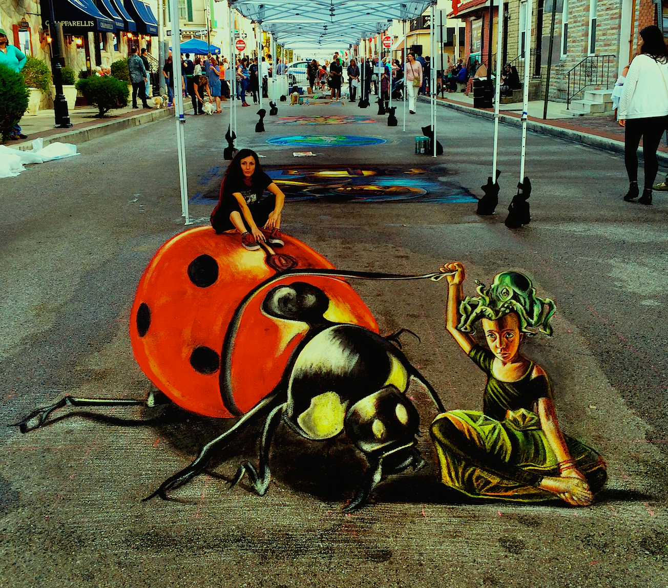 verabugatti streetart arteurbana illusioniottiche 3Dstreetart anamorfosi anamorfico anamorphic illusions urbanart madonnari3D pavementart 3Dstreetart 3Dstreetpainting environment thereisnotplanetb coccinella baltimora littleitaly marianopiattini