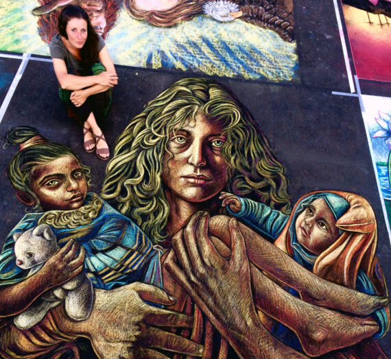 Refugees in my artwork @ Madonnari’s International Festival in Curtatone