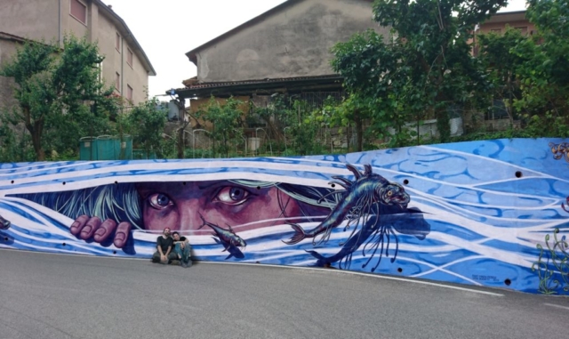 verabugatti streetart murals walls arteurbana illusioniottiche 3Dstreetart anamorfosi arte3D fabiofedele crespadoro anguane fishes